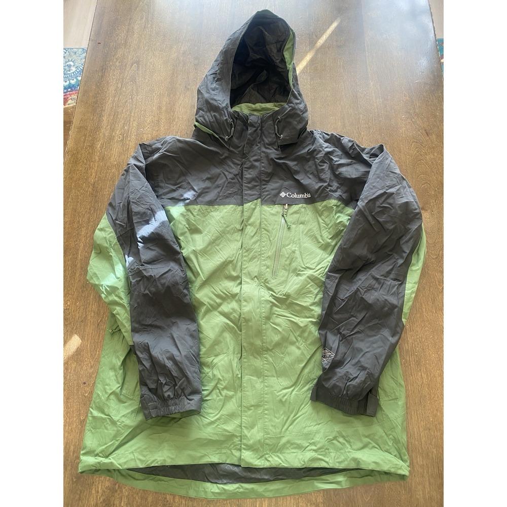 Columbia Men's Medium Omni-Tech Waterproof Jacket Green Hooded